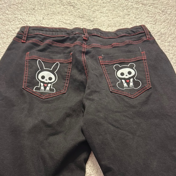 Skelanimals Black Flare Wide Leg Jeans - Picture 4 of 5